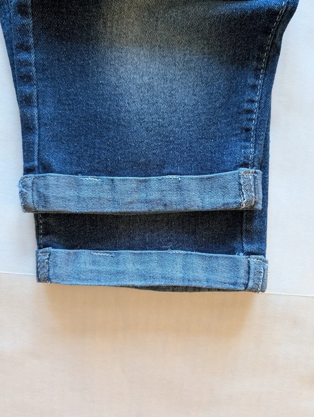 Y2K High Waisted Embroidered Wing Pocket Pedal Pushers Jorts SMALL Blue
